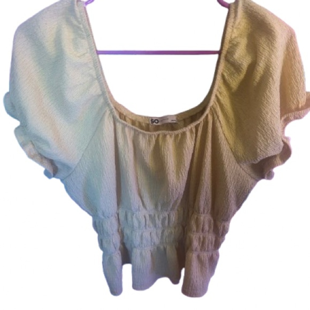 SO Women's light yellow Puff Sleeve Blouse